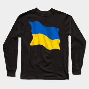 Waving Ukraine Flag Beautiful Blue and Yellow Long Sleeve T-Shirt